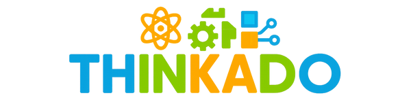 A logo for a brand focused on STEM Educational toys called 'THINKADO'