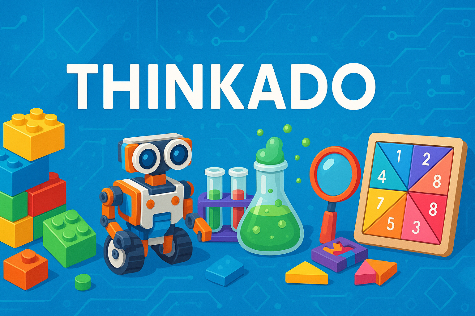 Image banner for a brand focused on STEM Educational Toys called 'THINKADO'